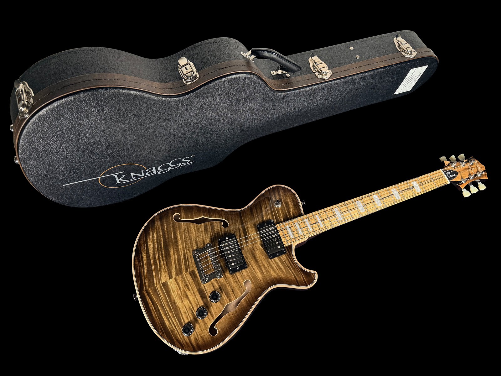 2026 KNAGGS CHENA HOLLOWBODY TIER 1 w PALE MOON EBONY FRETBOARD ~SAND DUNE BURST