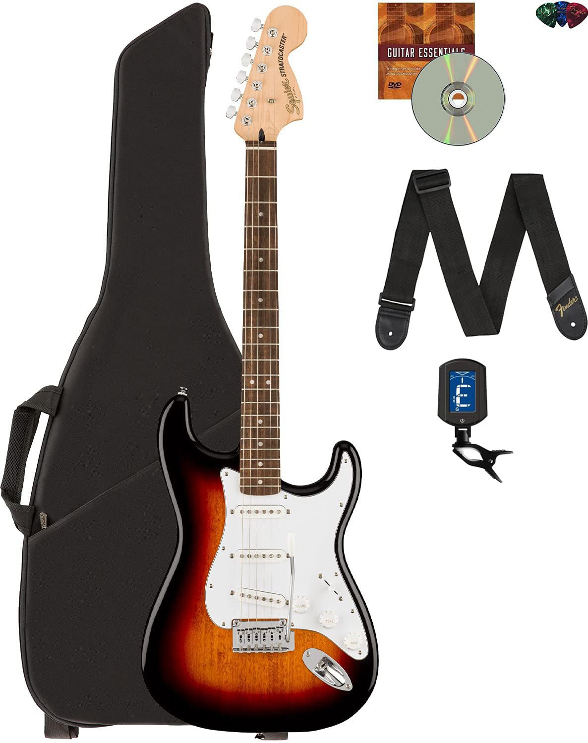 Fender Squier Affinity Stratocaster – 3-Color Sunburst w/ Gig Bag