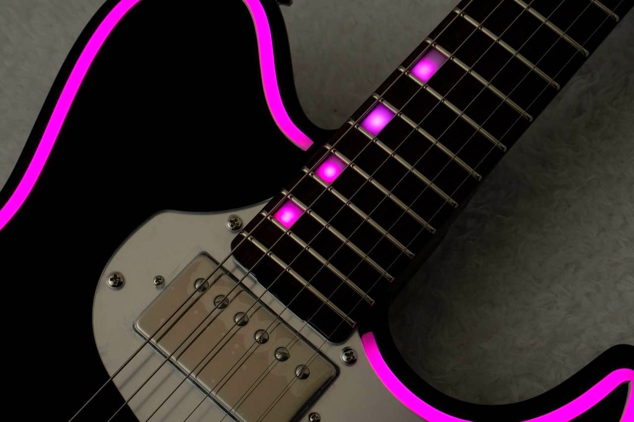 GrassRoots G-THROBBER-Neon Black Pink Neon Electric Guitar From Japan