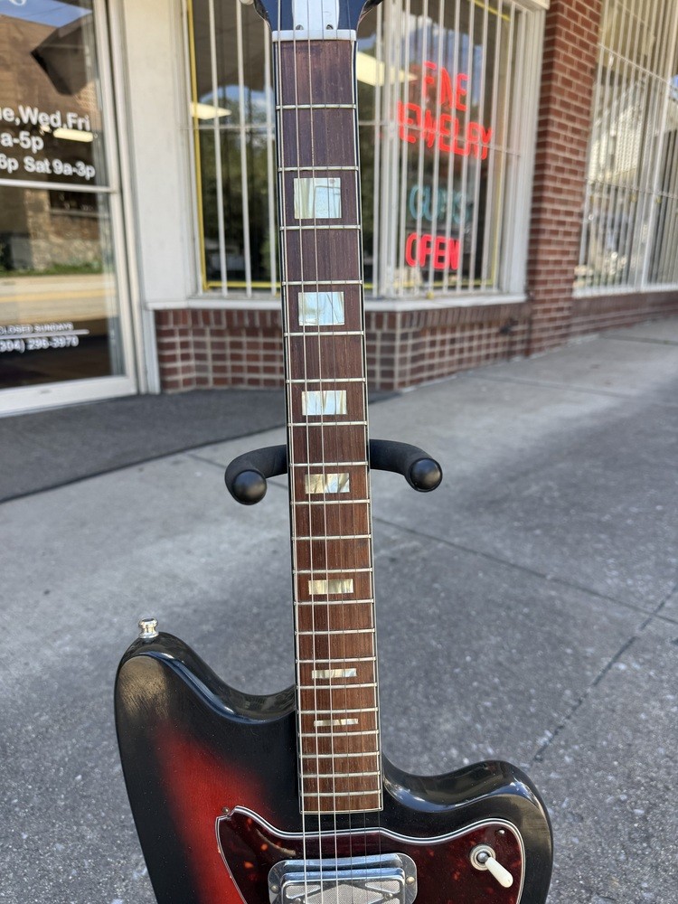 1966 USA Made Silvertone 1478 Silhouette Red Burst electric guitar