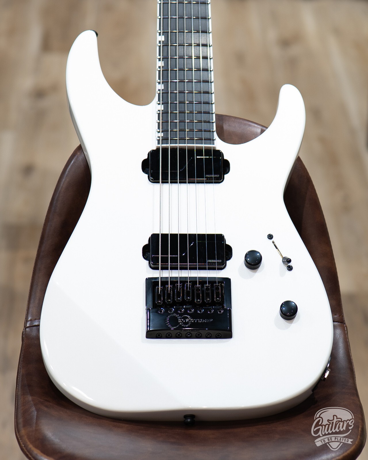 ESP E-II M-II 7B Baritone 7-String Evertune Guitar w/ Case – Pearl White