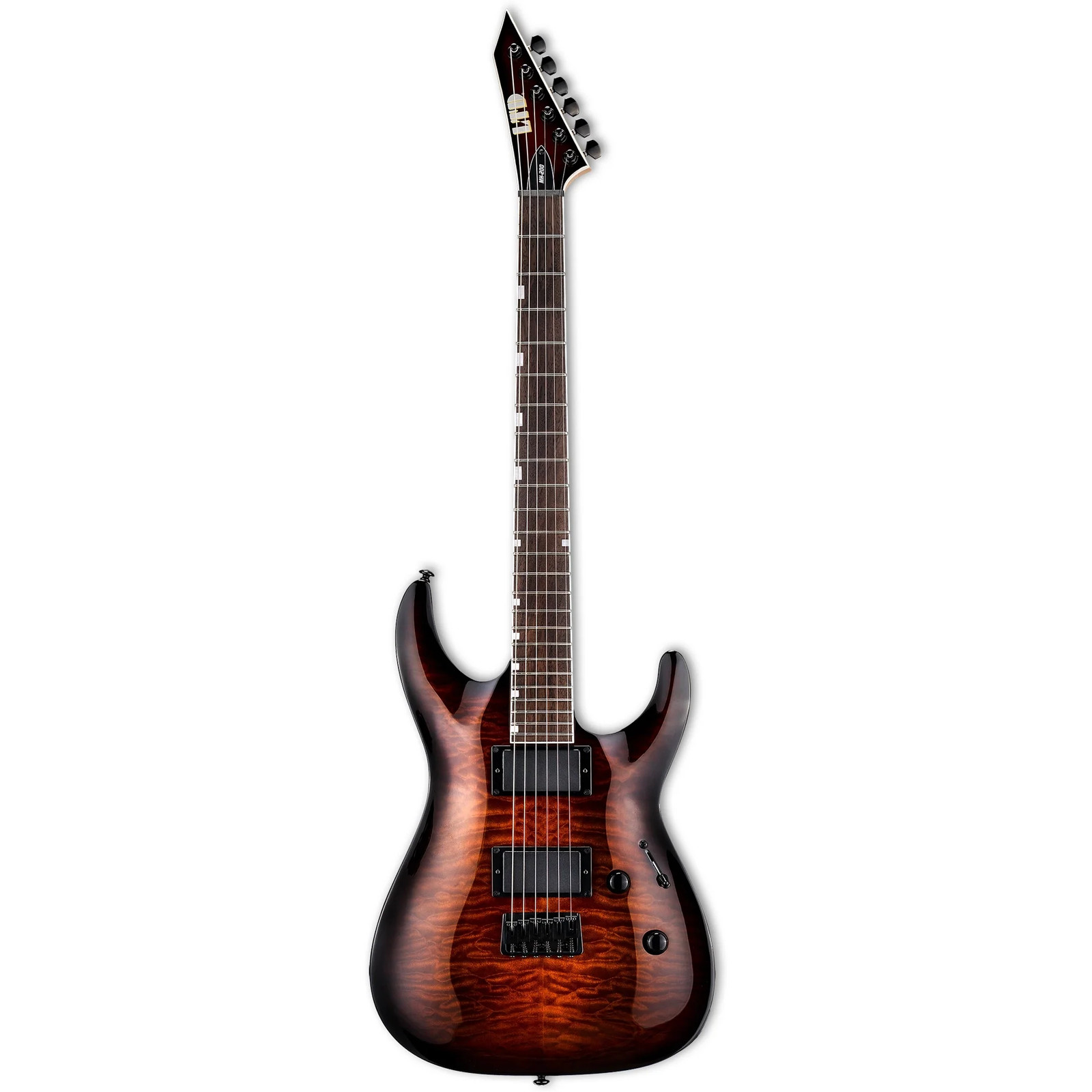 ESP LTD MH-200HT QM Electric Guitar – Dark Brown Sunburst