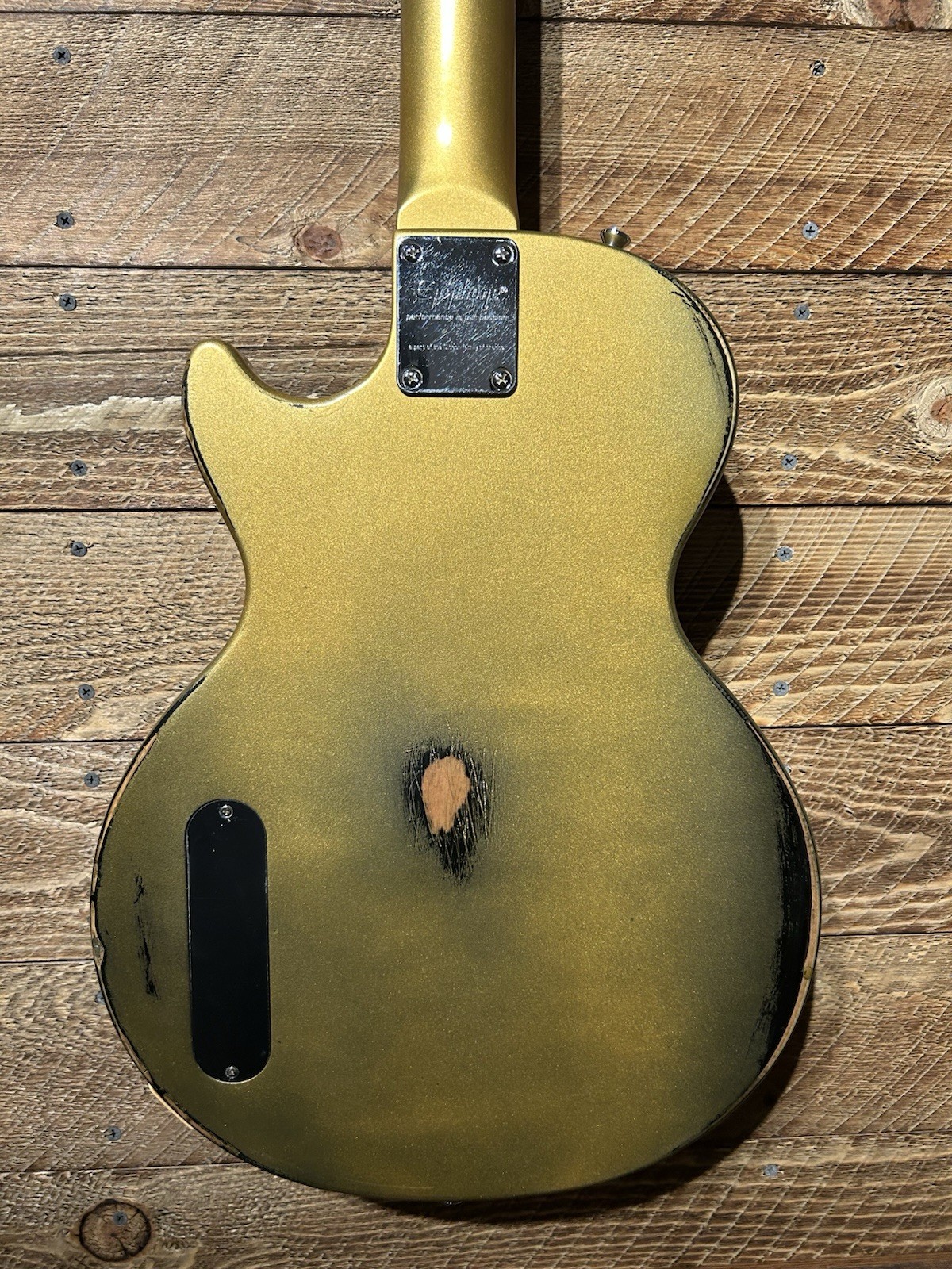Epiphone Les Paul Junior P90 – Aztec Gold Nitro over Sunburst Road Worn