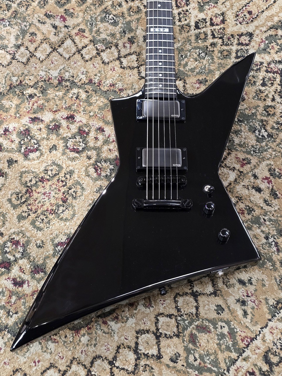 [E-II] EX-NT Black Made in Japan Solid Body Electric Guitar With Soft Case Used