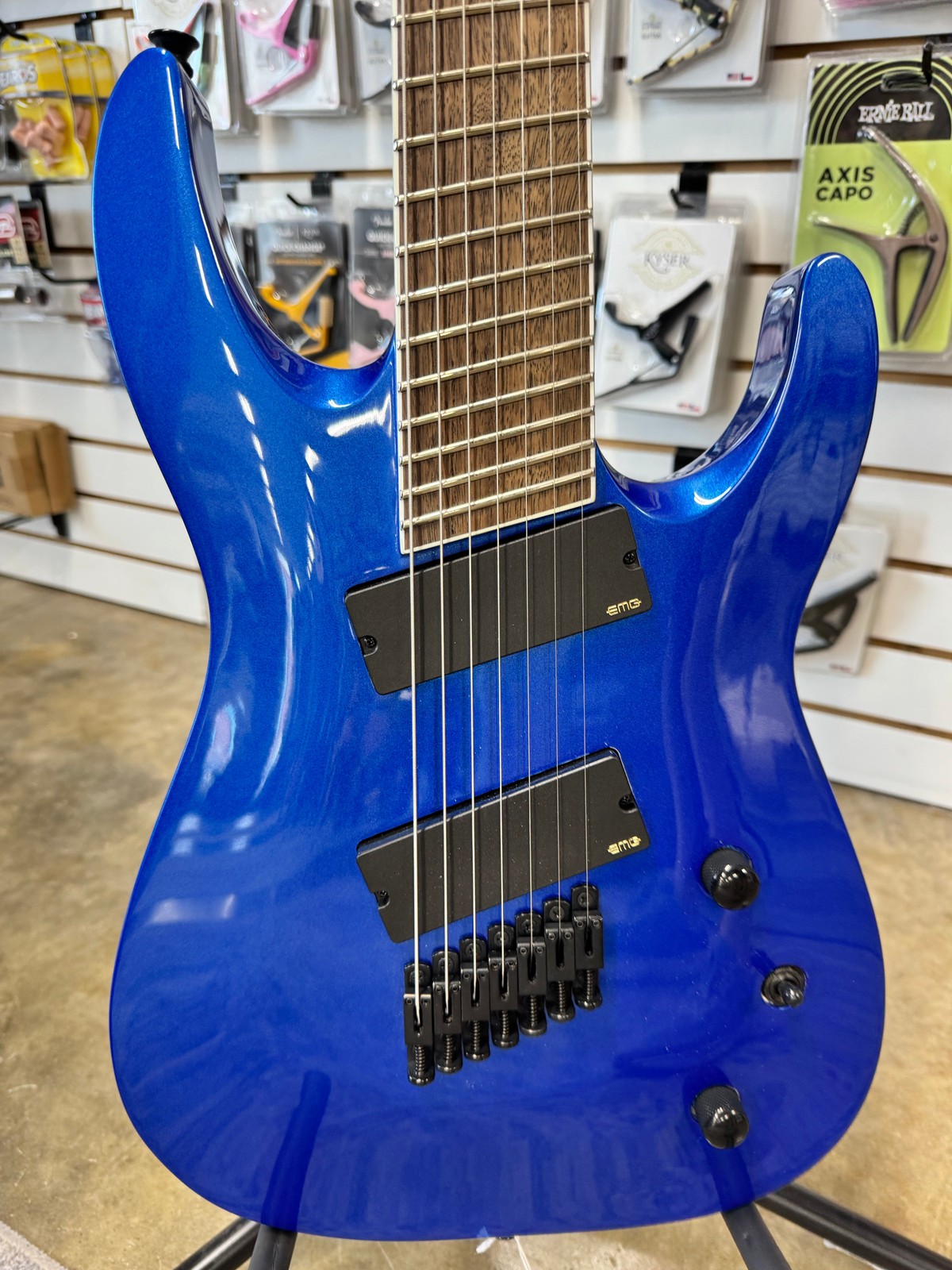 Jackson X Series Soloist SLAT7 7 String Fan Fret Electric Guitar – Metallic Blue