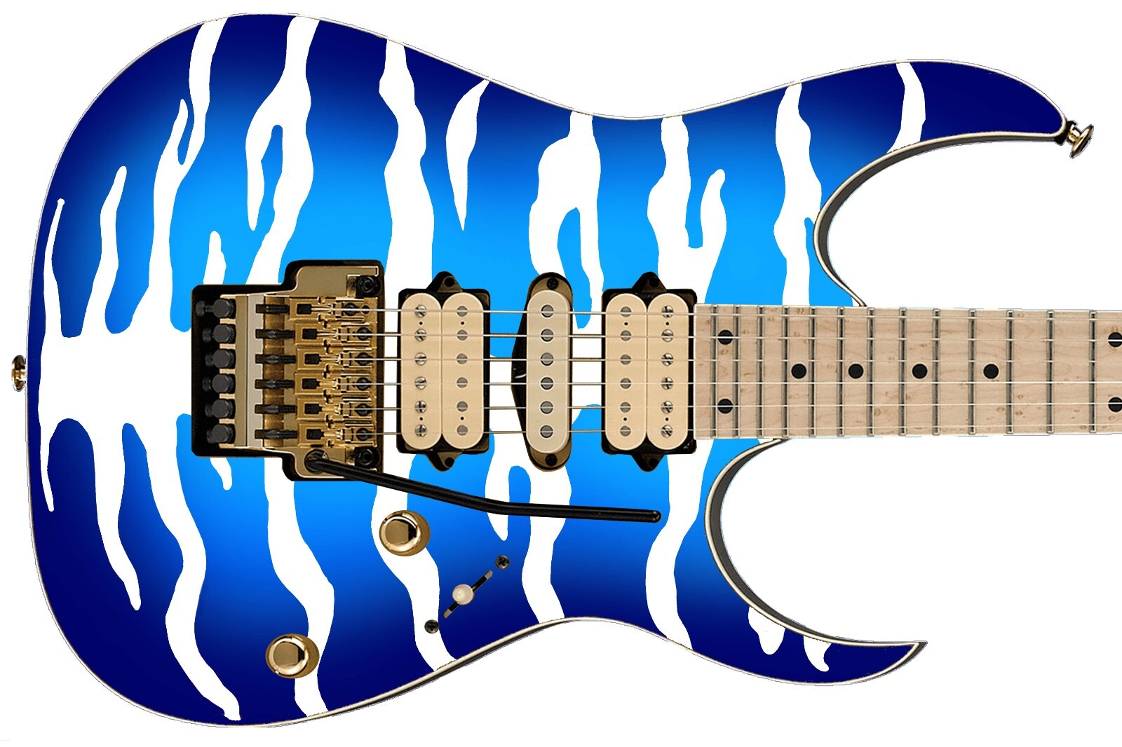 Guitar Skin Axe Wrap Re-skin Bass Reface Blue White Bengal Tiger Stripes 1222