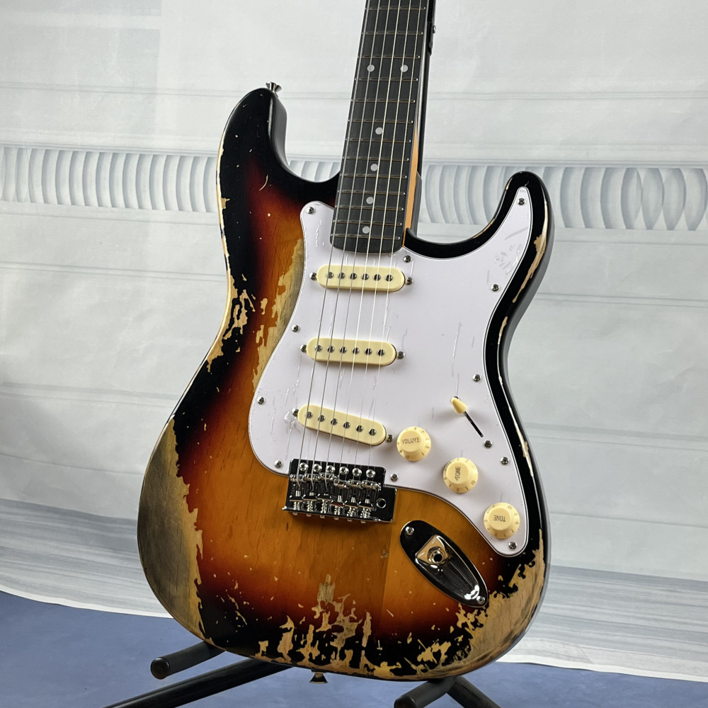 In stock Heavy Relics Sunburst Aged Electric Guitar Rosewood Fingerboard 21 fret