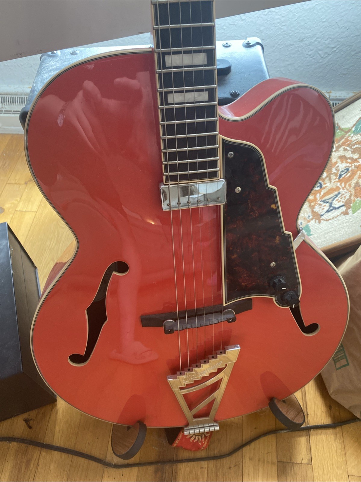 D’Angelico Premier SS Single Cutaway Semi Hollow Electric Guitar, Fiesta Red