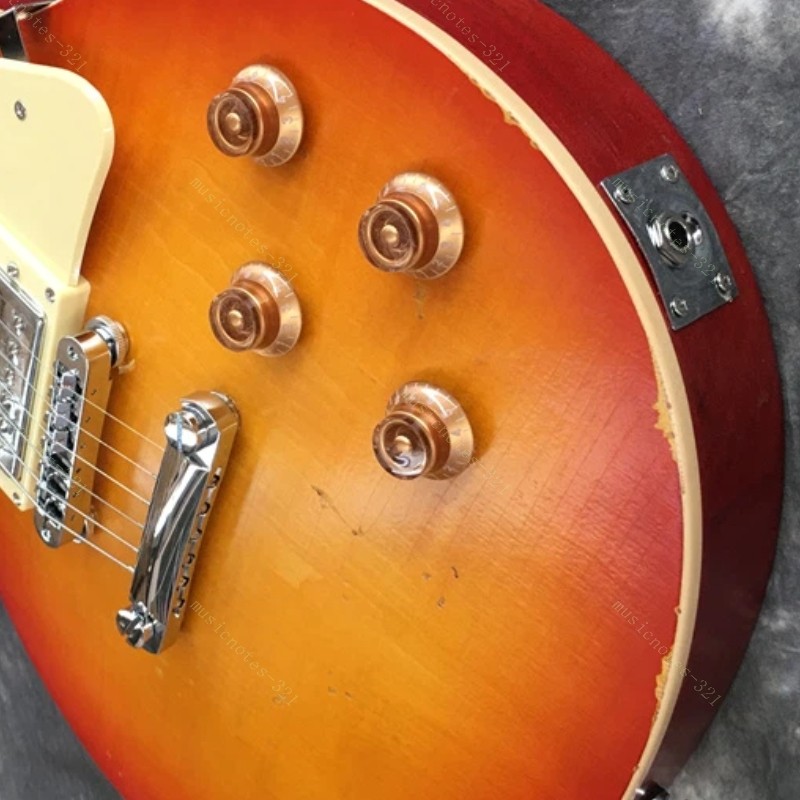 Aged Solid Electric Guitar Stainless Fret Bone Nut Cherry Burst Fast Shipping