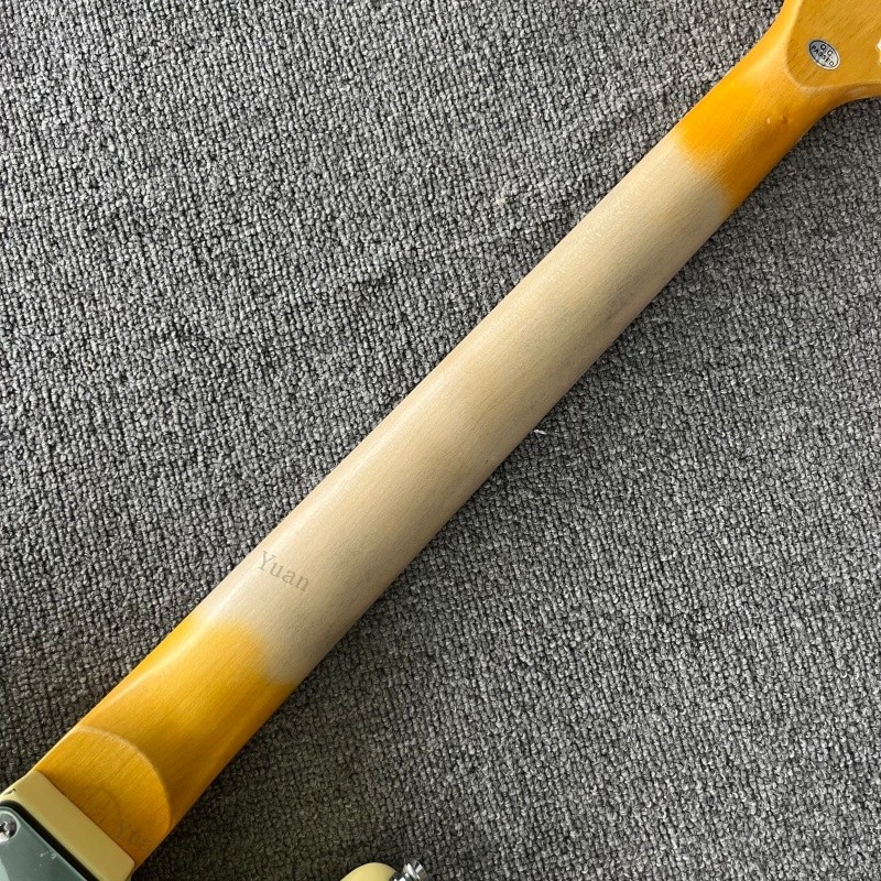 21 Frets Solid Electric Guitar Aged 3TS Cream Yellow Maple Fretboard SSS Pickups