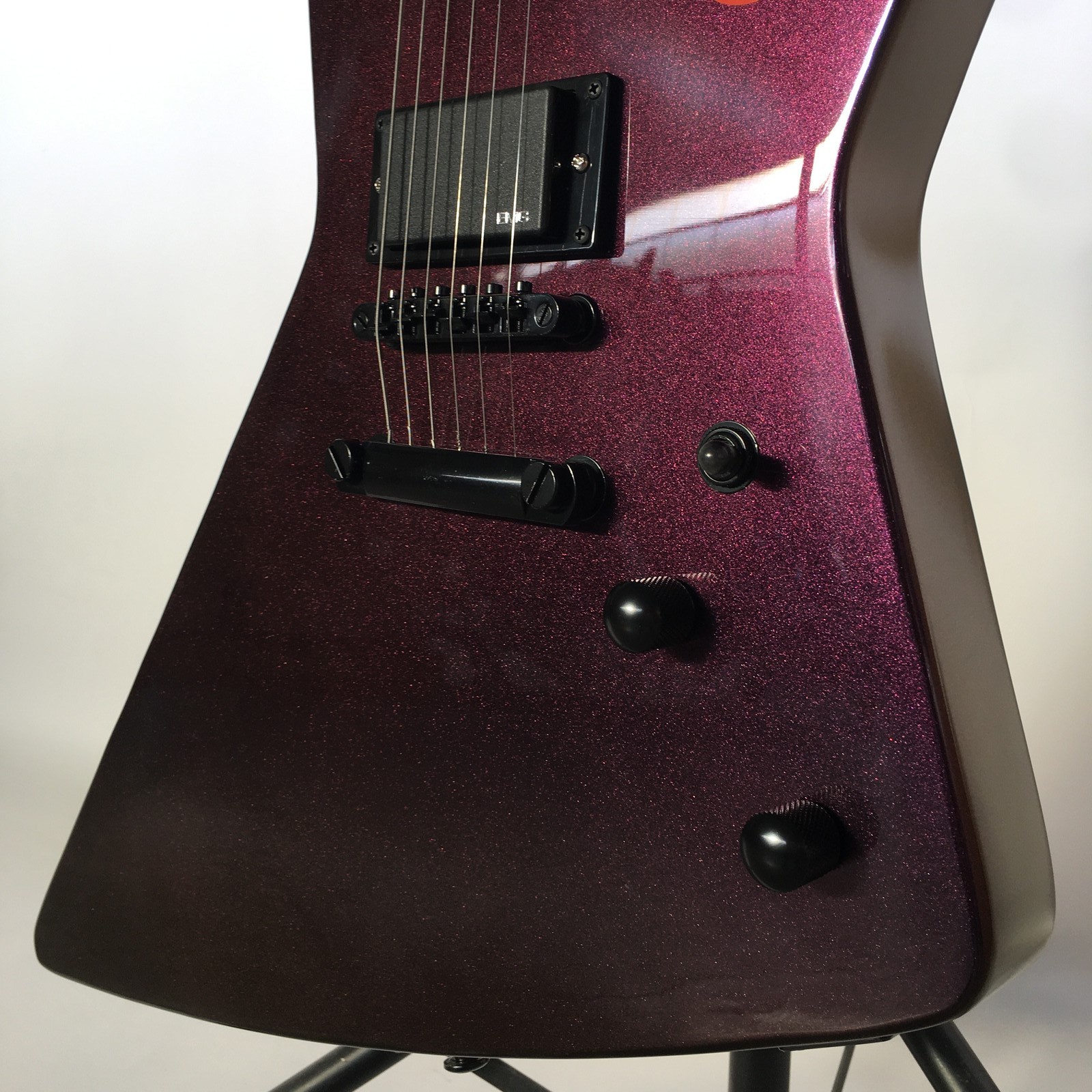 Purple Sparkle James Hetfield Explorer Style Electric Guitar HH Pickup Black HW