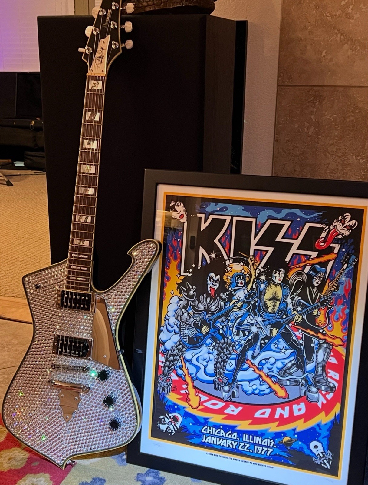 Custom Rhinestone 1996 Ibanez Paul Stanley Iceman Guitar PS 10-II