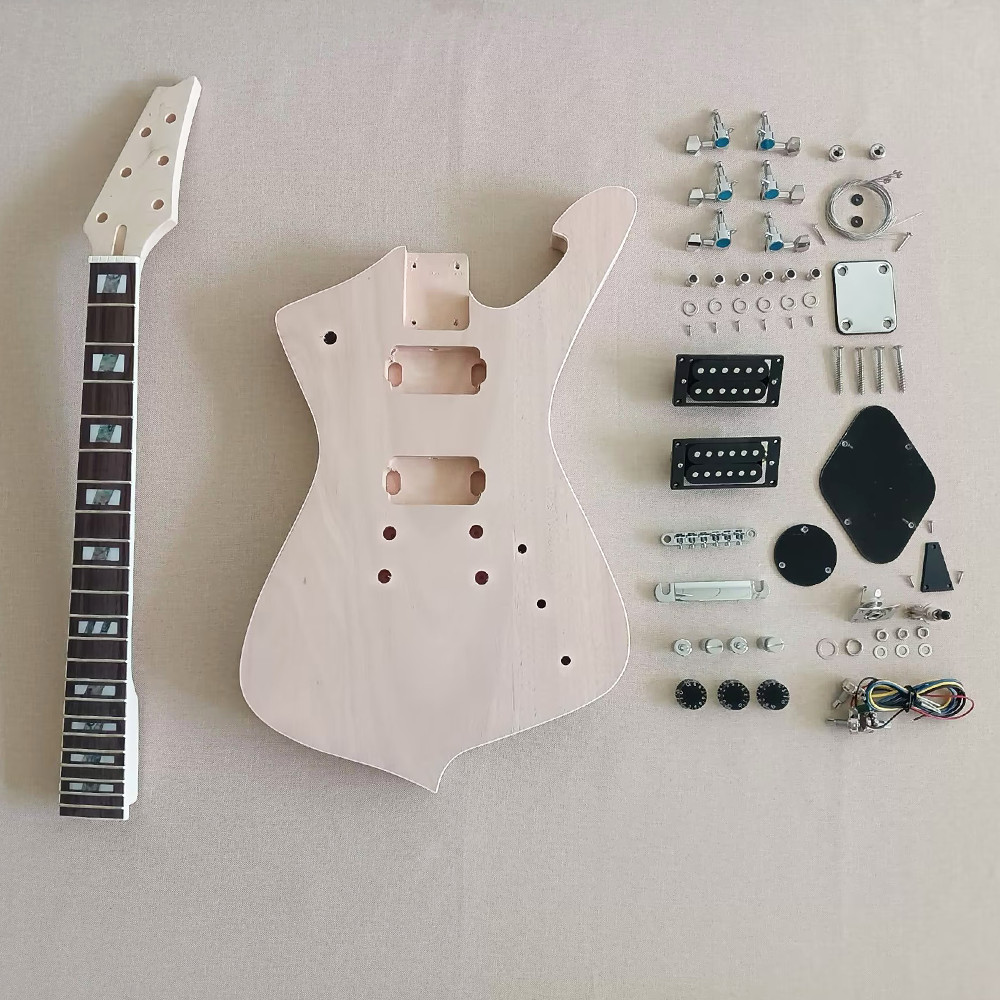 6 String DIY CR hardware Electric Guitar Kit Mahogany Body Rosewood Fretboard