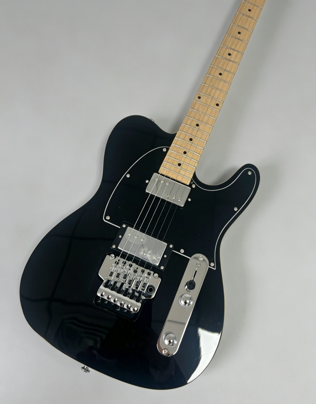 US STOCK gloss Black TL Style Guitar Floyd Rose Tremolo Maple Neck Fast Ship