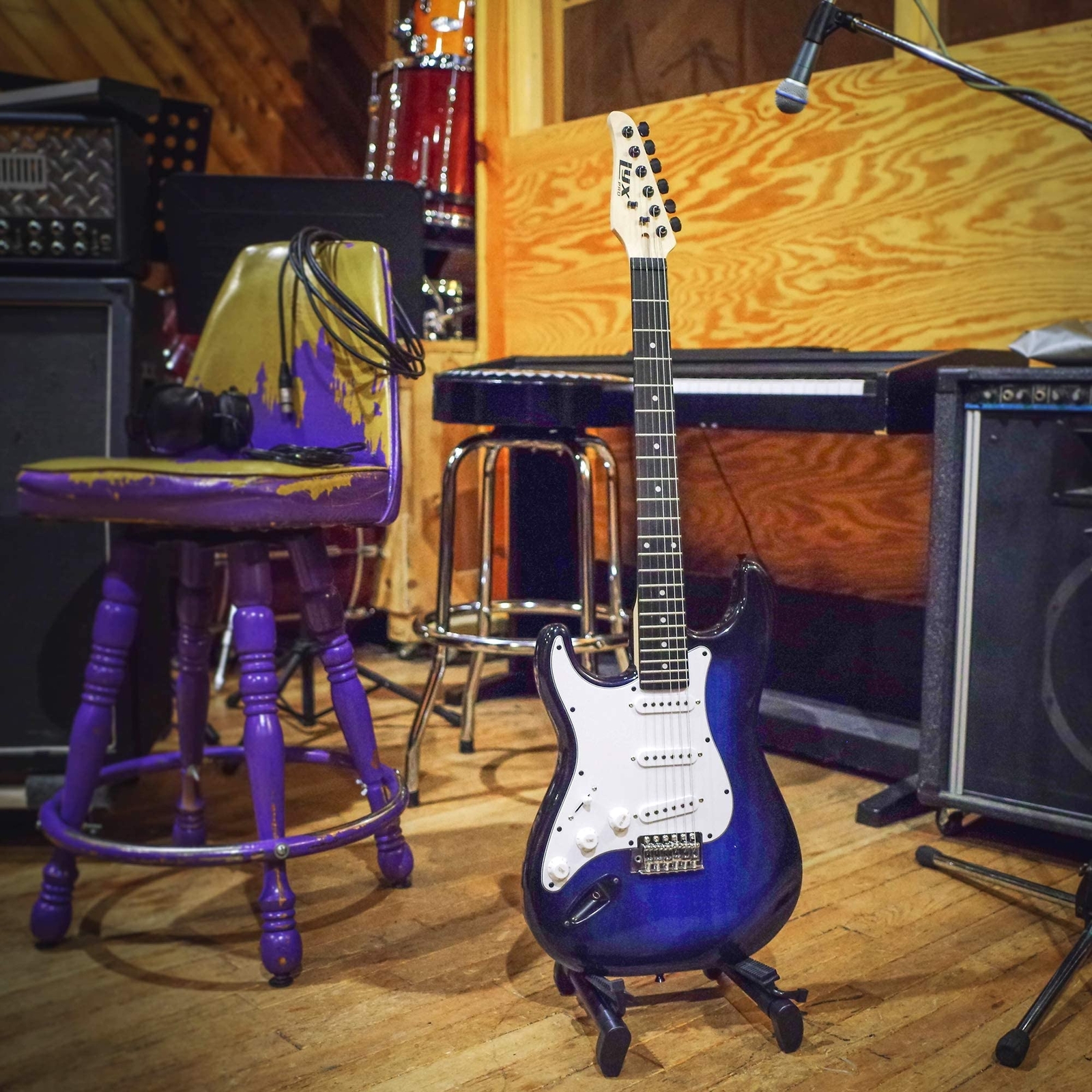 LyxPro Left Handed 39” Electric Guitar & Electric Guitar Accessories, Blue