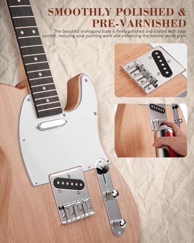 DIY Electric Guitar Kit – TL Style Mahogany Body, Maple Neck, SS Pickups, Easy A