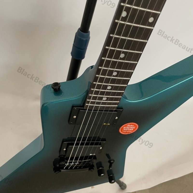Electric Guitar Teal Burst Sparkle Stainless Rounded Fret Edge HH Pickup Fast