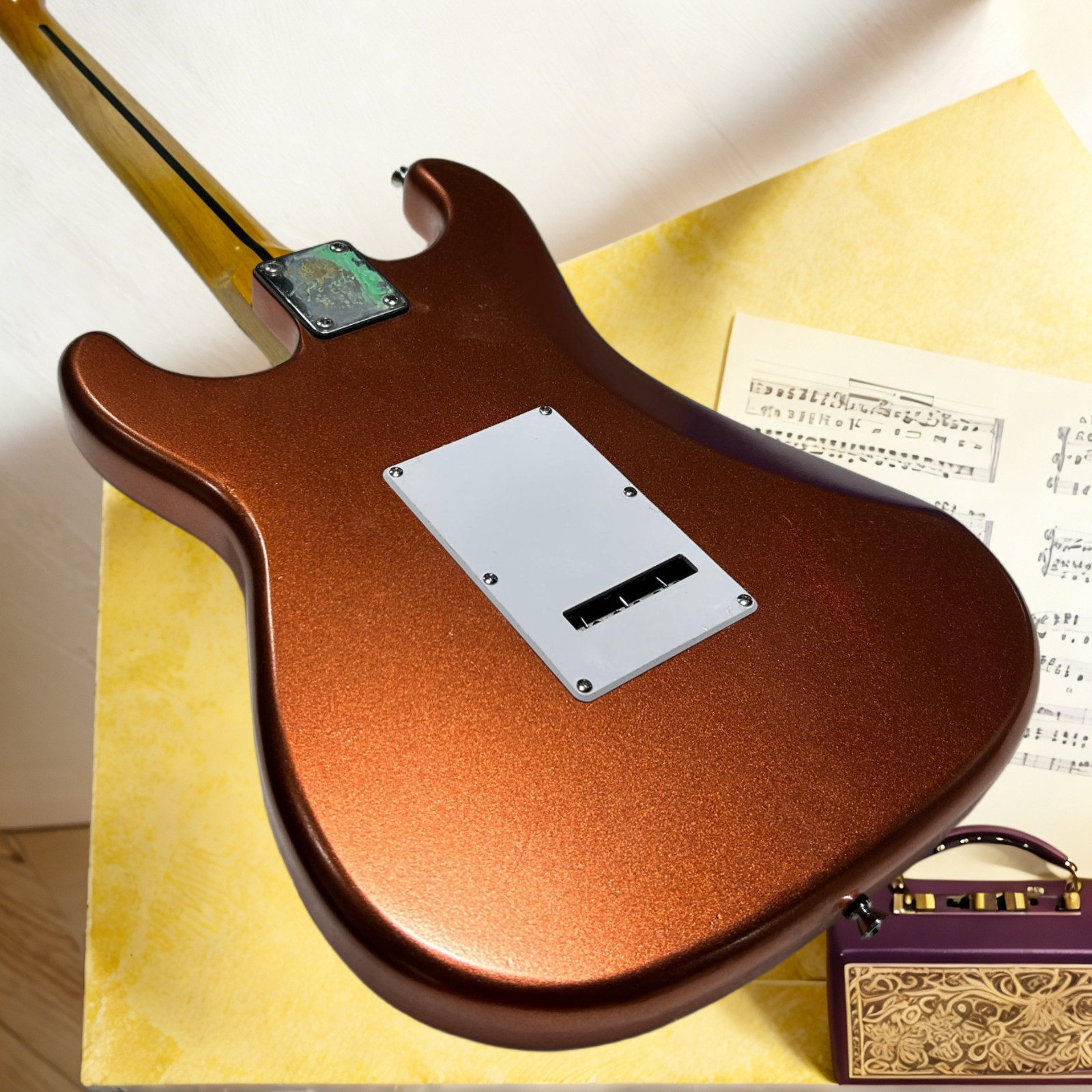 Aged ST Electric Guitar Metallic Orange Color Alder Body Rosewood Fretboard