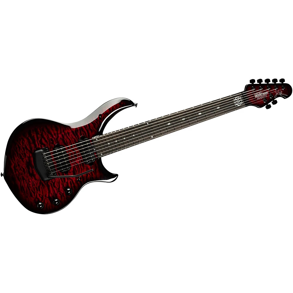 Ernie Ball Music Man Majesty 7 Quilt Top Electric Guitar Red Nebula
