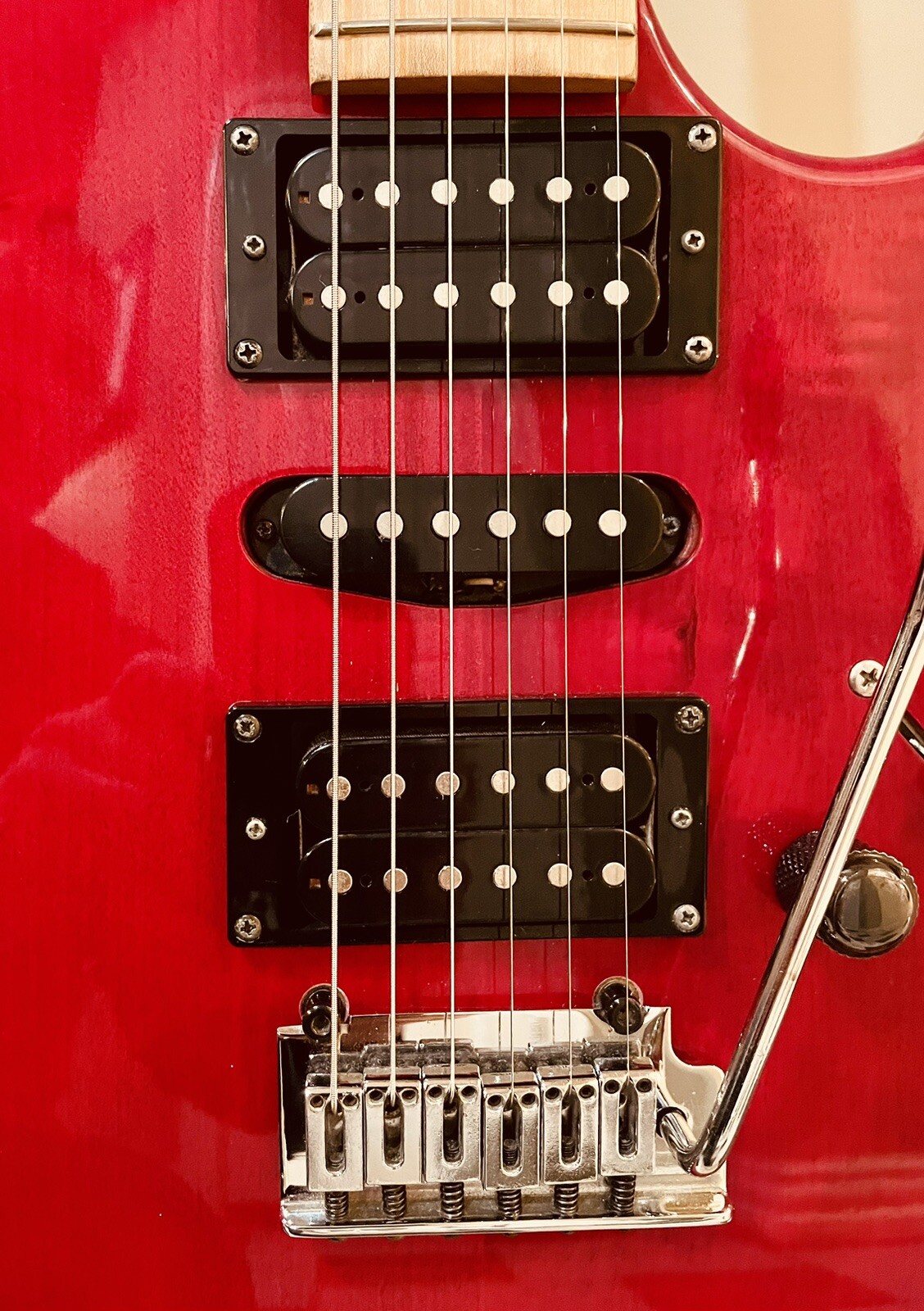 1993 Ibanez XT 170 Super Strat Guitar HSH Maple Body Trans Red Grover Tuners