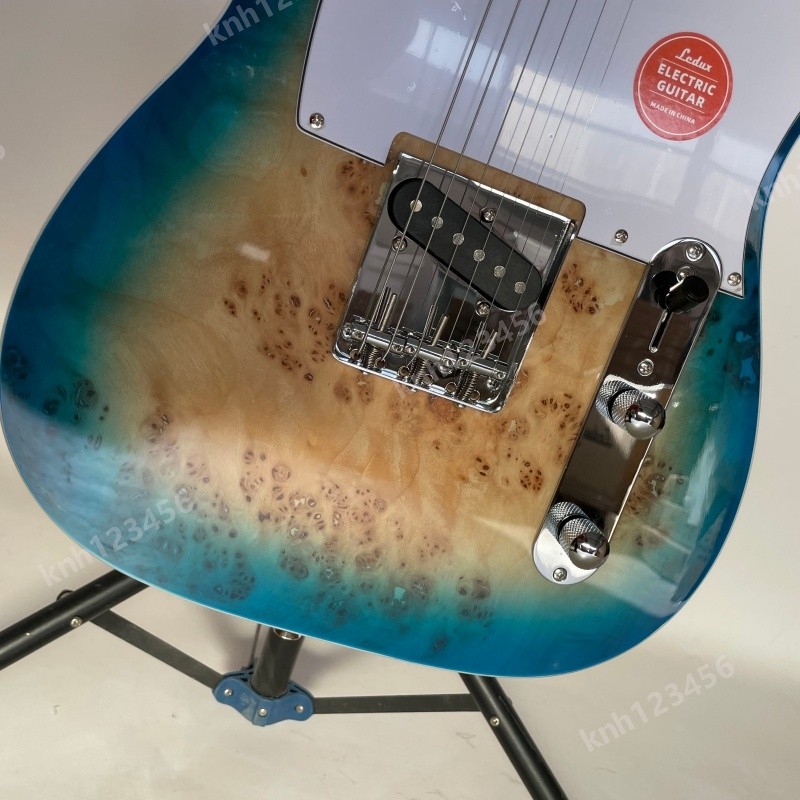 Electric Guitar Burst Burl Top Bone Nut Stainless Rounded Fret Edge SS Fast Ship