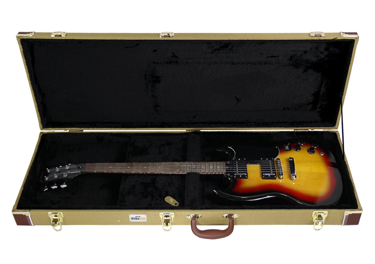 Gearlux BC-227 Electric Bass Guitar Hard Case – Tweed