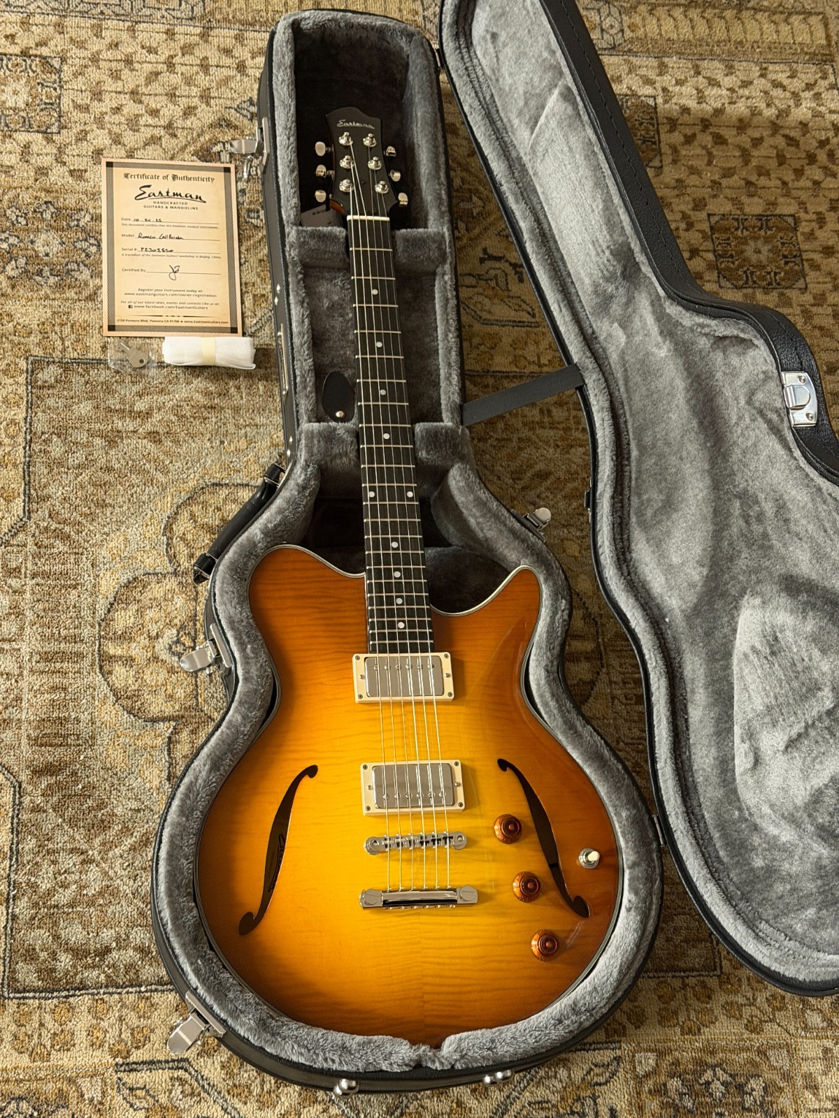 Eastman Romeo-California w/ Bare Knuckle Pickups Thinline w/ Case & Pro Setup!