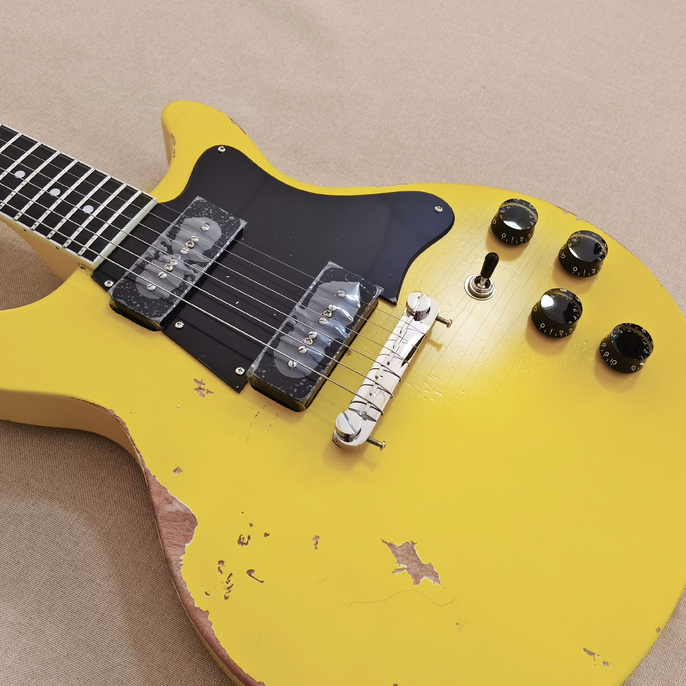 6 string Light Relic yellow Electric Guitar Rosewood Fretboard Mahogany Body