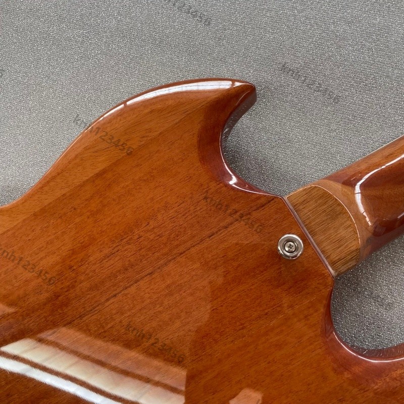 Electric Guitar Natural Mahogany Finish Bone Nut Stainless Rounded Fret Edge HH