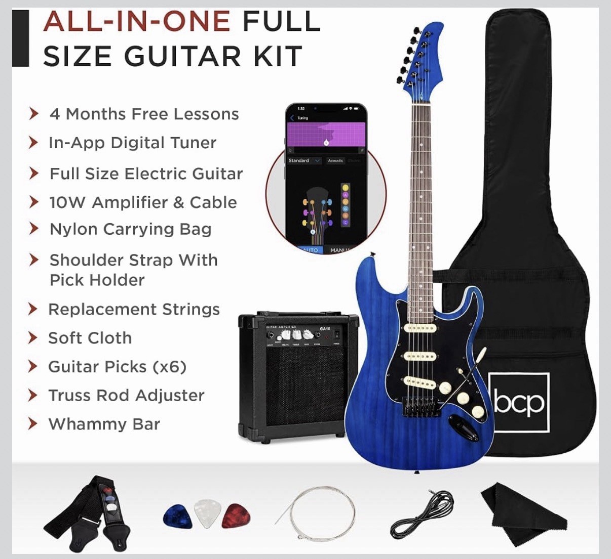 Best Choice Products 39in Full Size Beginner Electric Guitar Starter Kit
