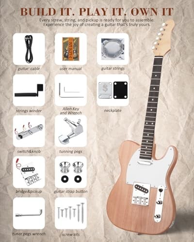 DIY Electric Guitar Kit – TL Style Mahogany Body, Maple Neck, SS Pickups, Easy A