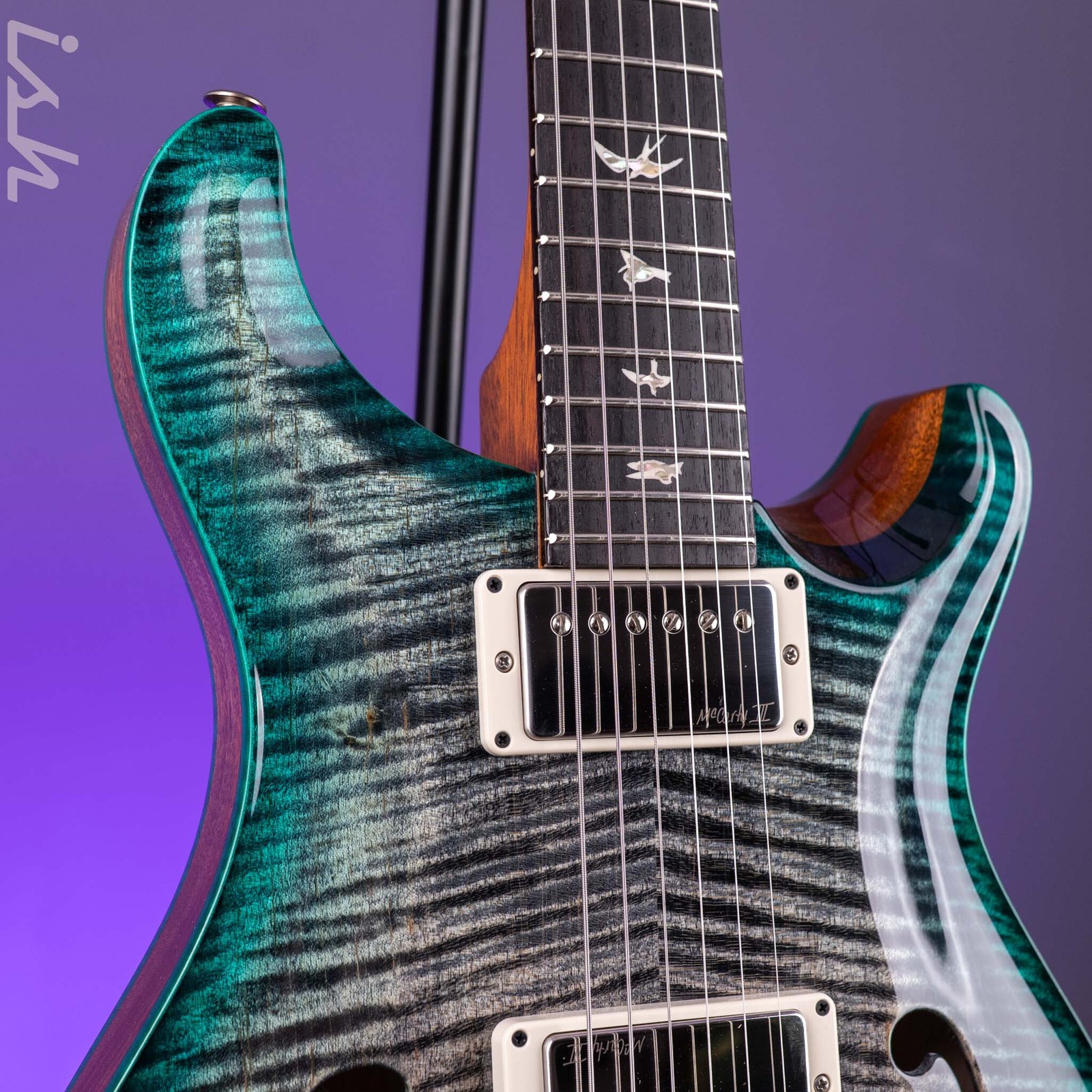 PRS Hollowbody II Piezo Grey Black Turquoise Burst Custom Color
