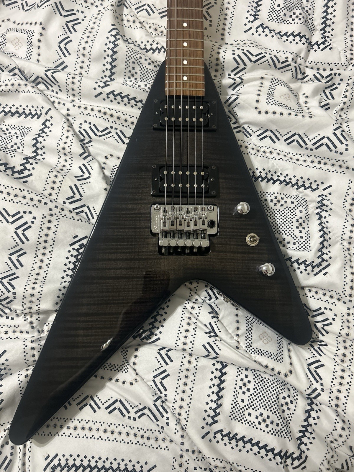 Vintage 2001-2002 Epiphone Poly V Gray Electric Guitar Floyd Rose Locking Nut
