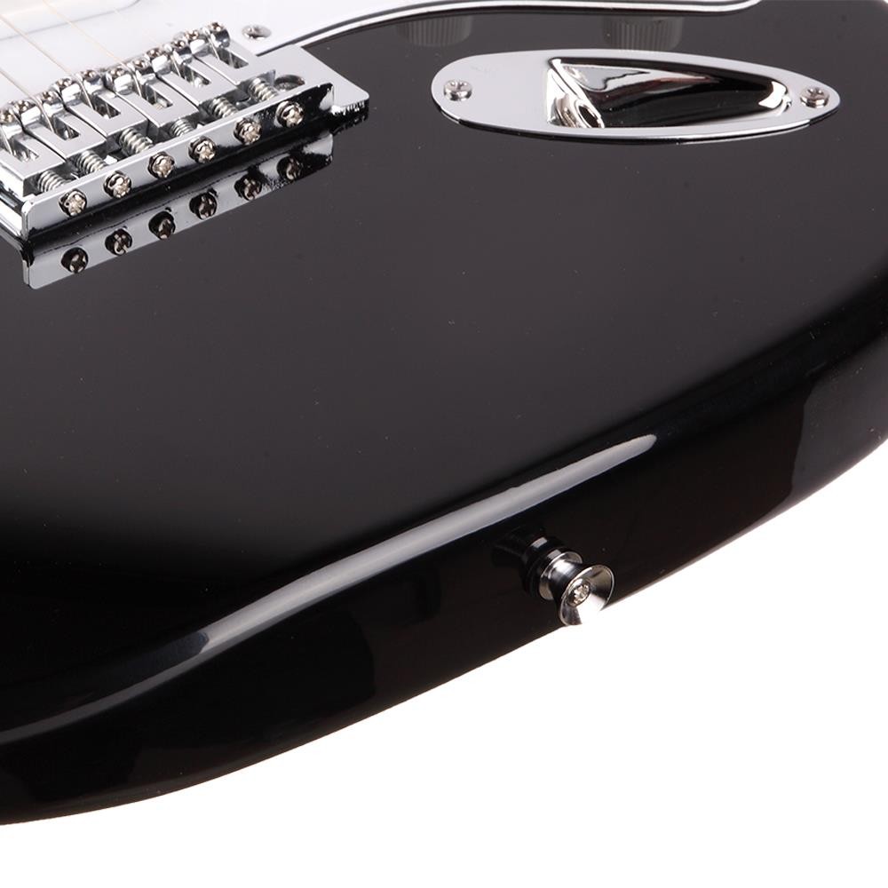 Glarry Black Electric Guitar Set With Gig Bag Strap Cord for Beginner School