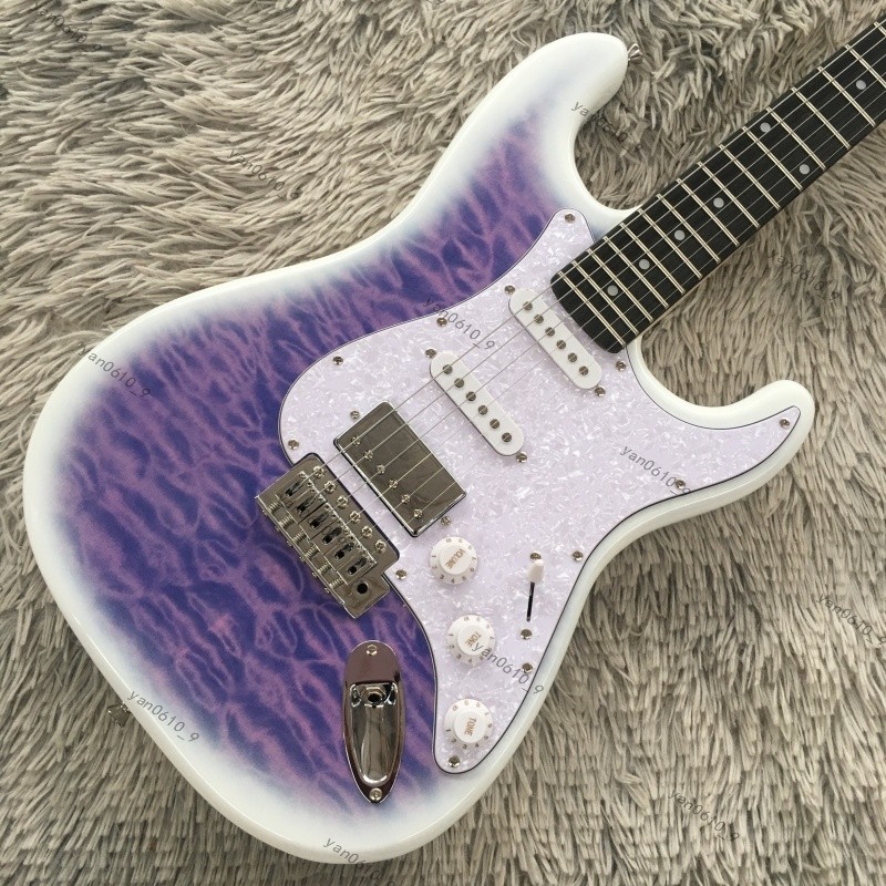 solid S-T electric guitar purple quilted maple top rosewood fretboard SSH pickup