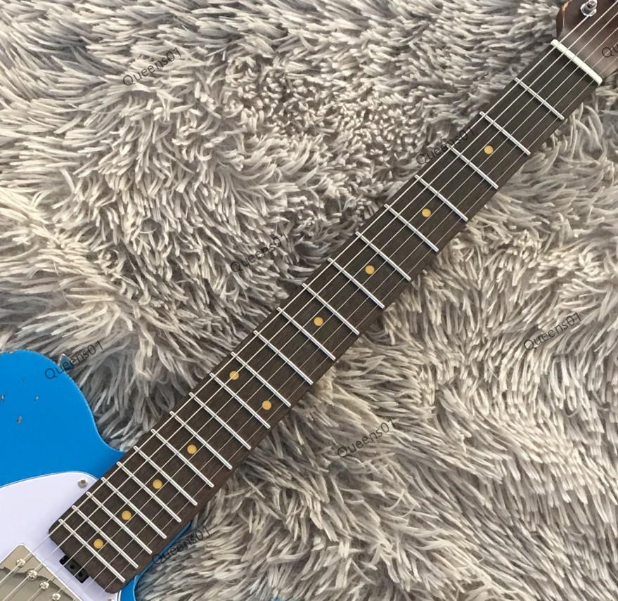 Vintage Aged Electric Guitar Ash Body Chrome Hardware 6 Strings Sky Blue