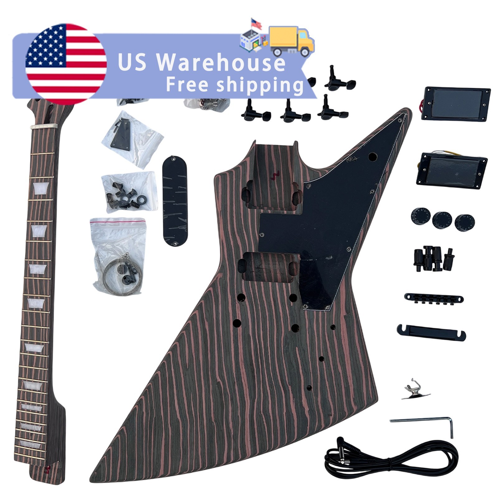 DIY Electric Guitar Kits Unfinished Zebrawood Bone Nuts T-o-m Set In Free Ship