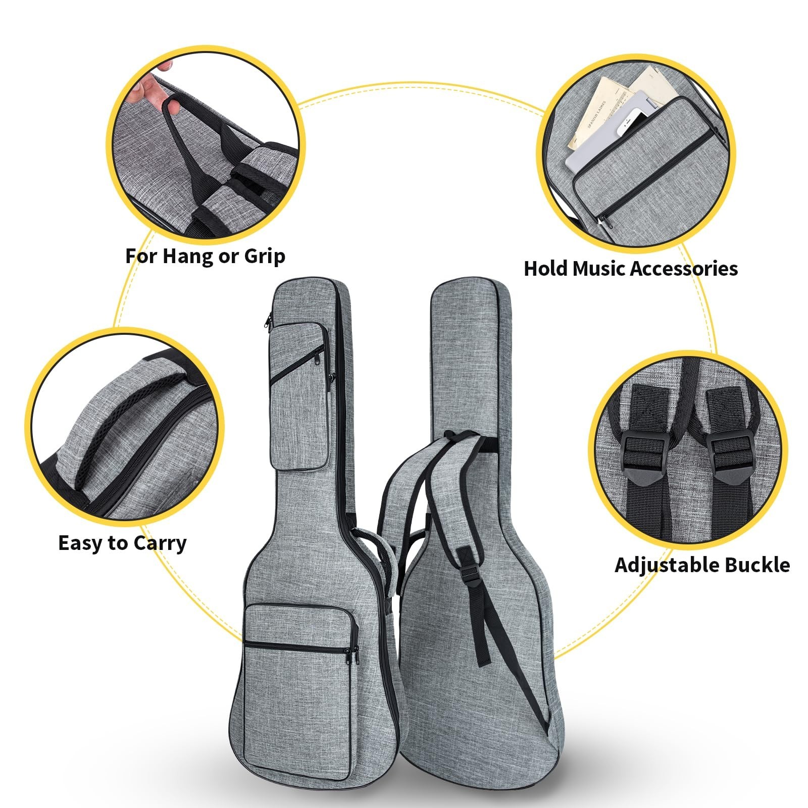 39 Inch Electric Guitar Bag 11mm Padding Waterproof Electric Guitar Case, Ele…