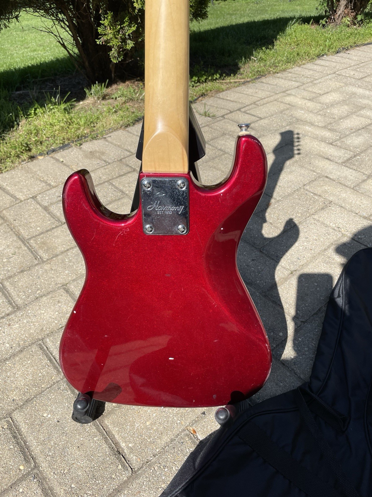 Vintage Harmony Electric Guitar Mini Strat Red 1/2 Size Travel Kids Guitar