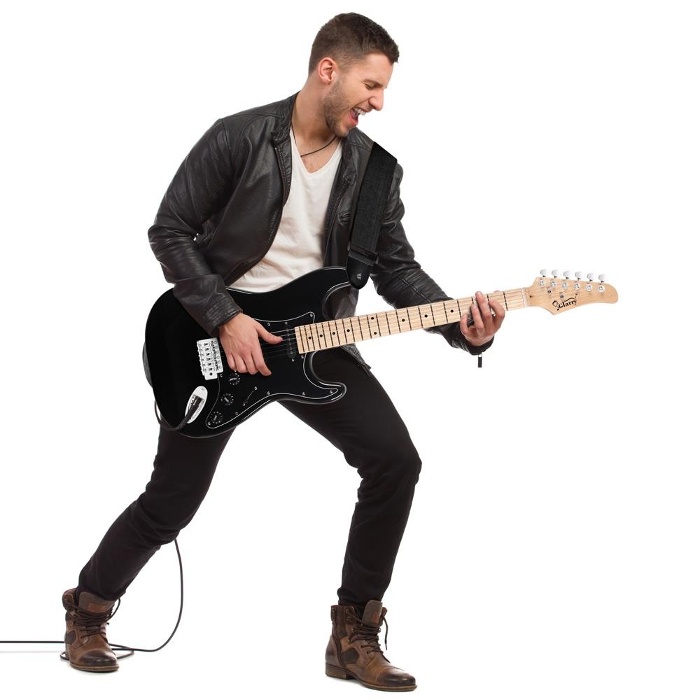 Glarry 39″ Full Size GST Electric Guitar with Amp Case & Accessories Black