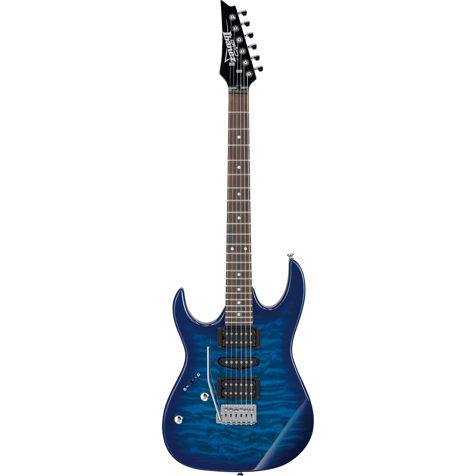 Ibanez 6-String Solid-Body Electric Guitar, Left Handed, Transparent Blue Burst