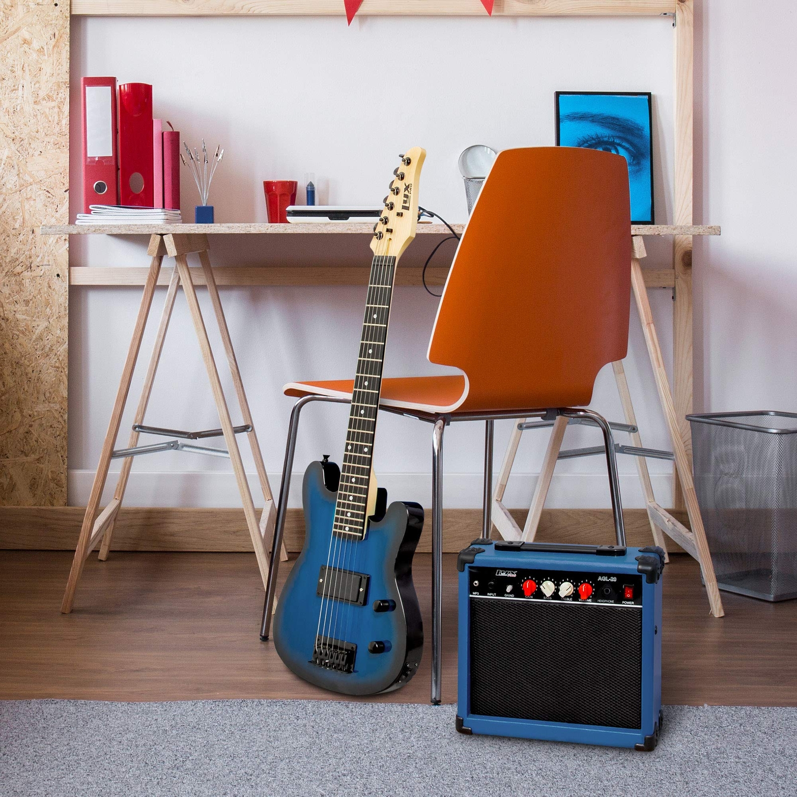 LyxPro Beginner 30” Electric Guitar & Electric Guitar Accessories, Blue
