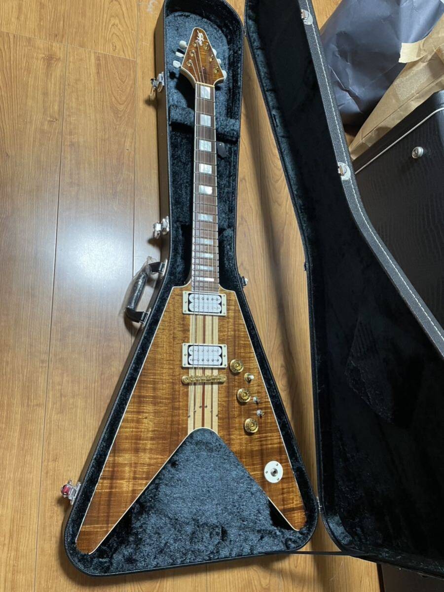 Flame Core Top Esp Custom Made Flying V Jacaranda Fingerboard