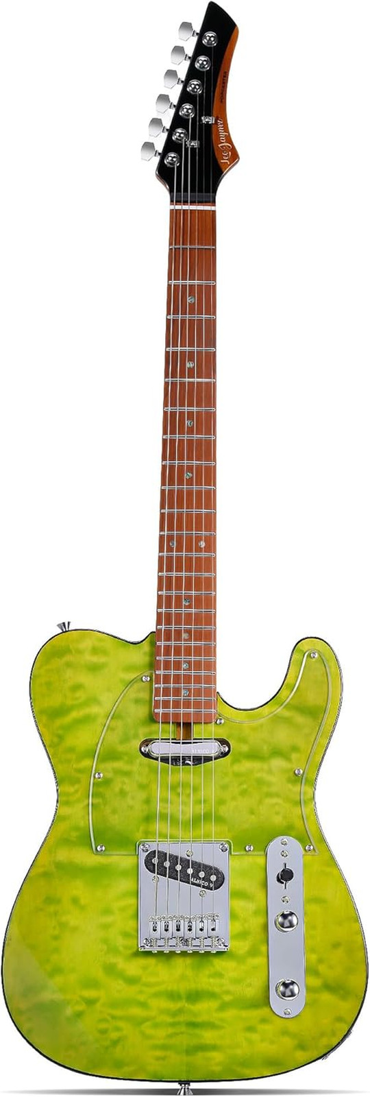 Leo Jaymz TL Electric Guitar Green Ocean Maple Top Mahogany Alnico V Pickups
