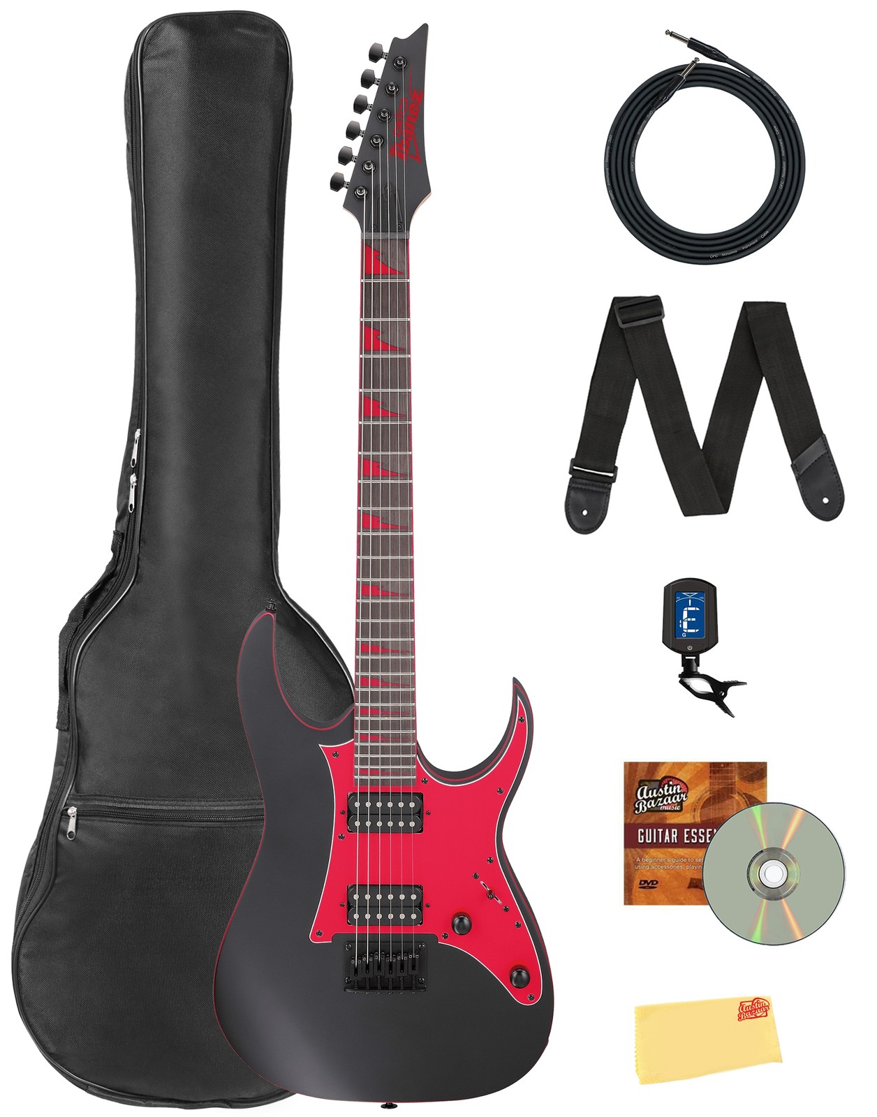 Ibanez GRG131DX RG Gio Electric Guitar – Black Flat w/ Gig Bag