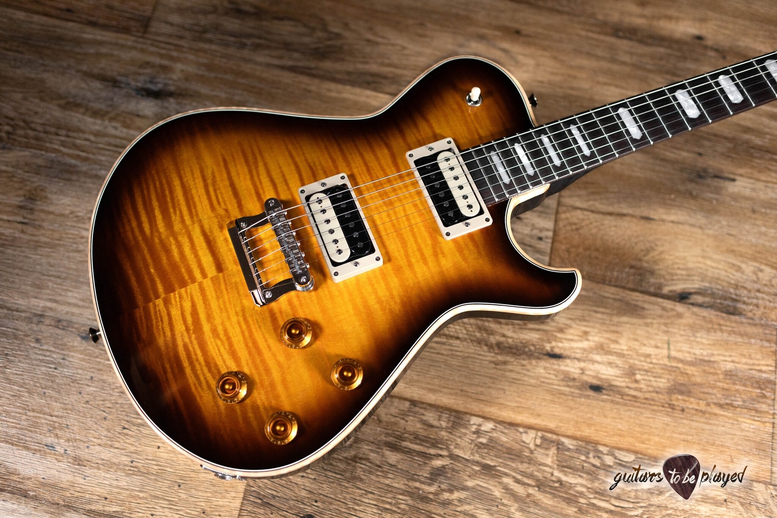 Knaggs Kenai T2 Flame Top Guitar w/ Brazilian Rosewood – Black Burst