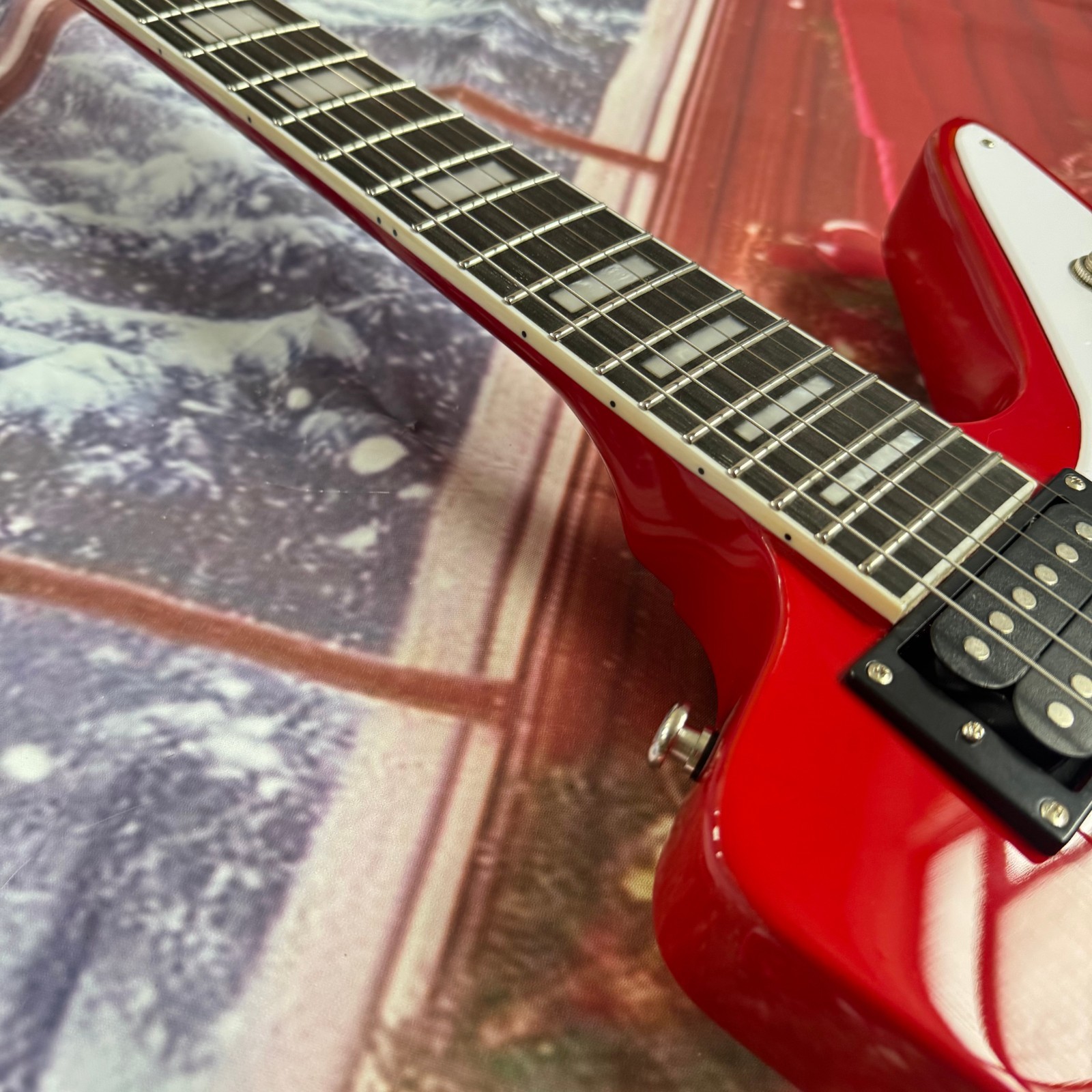 New Acepro Electric Guitar Red Explored HH pickups Block Fret Inlays Hard Rock