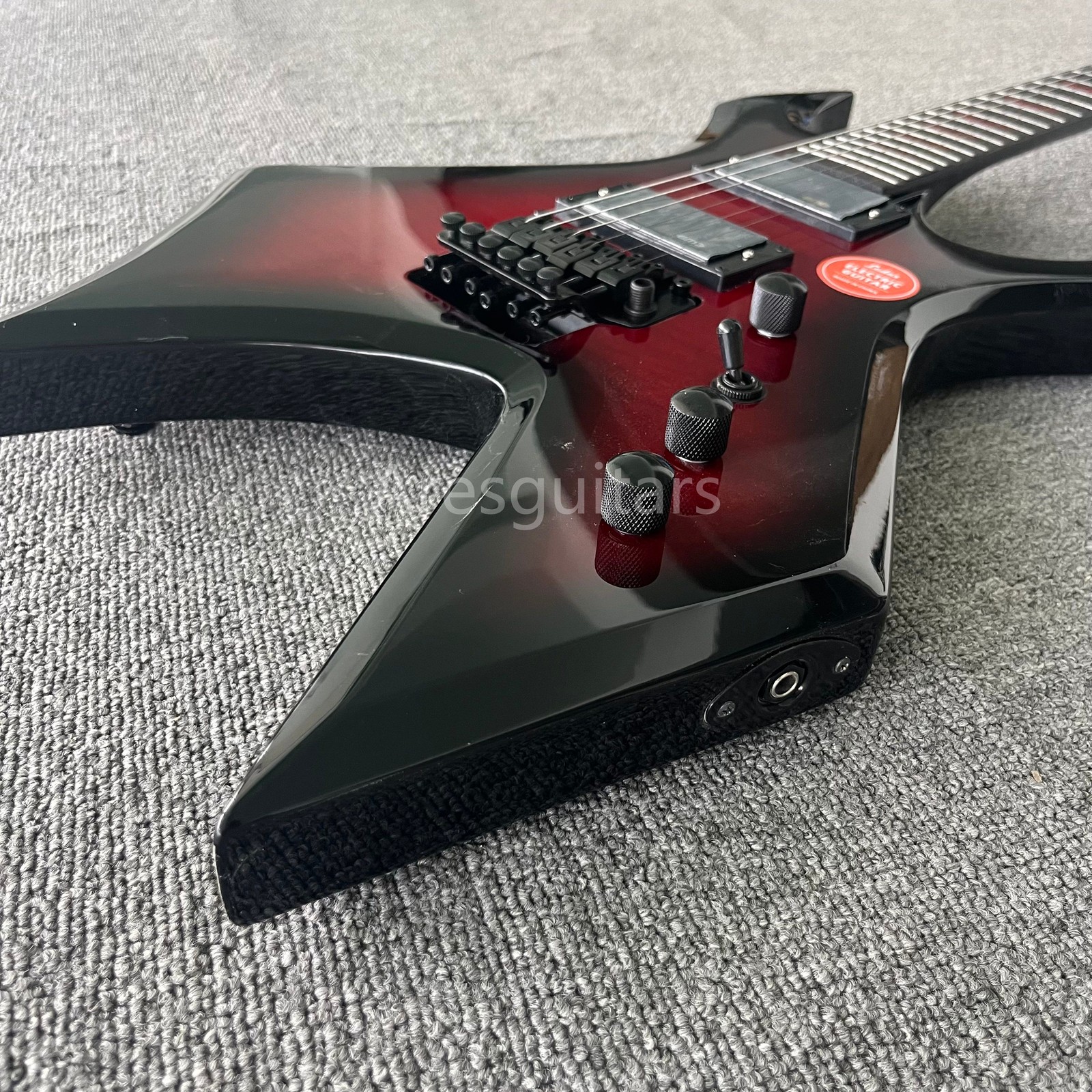 Warlock MK3 Solid Electric Guitar Stainless Fret Flamed Maple Top FR Bridge Red
