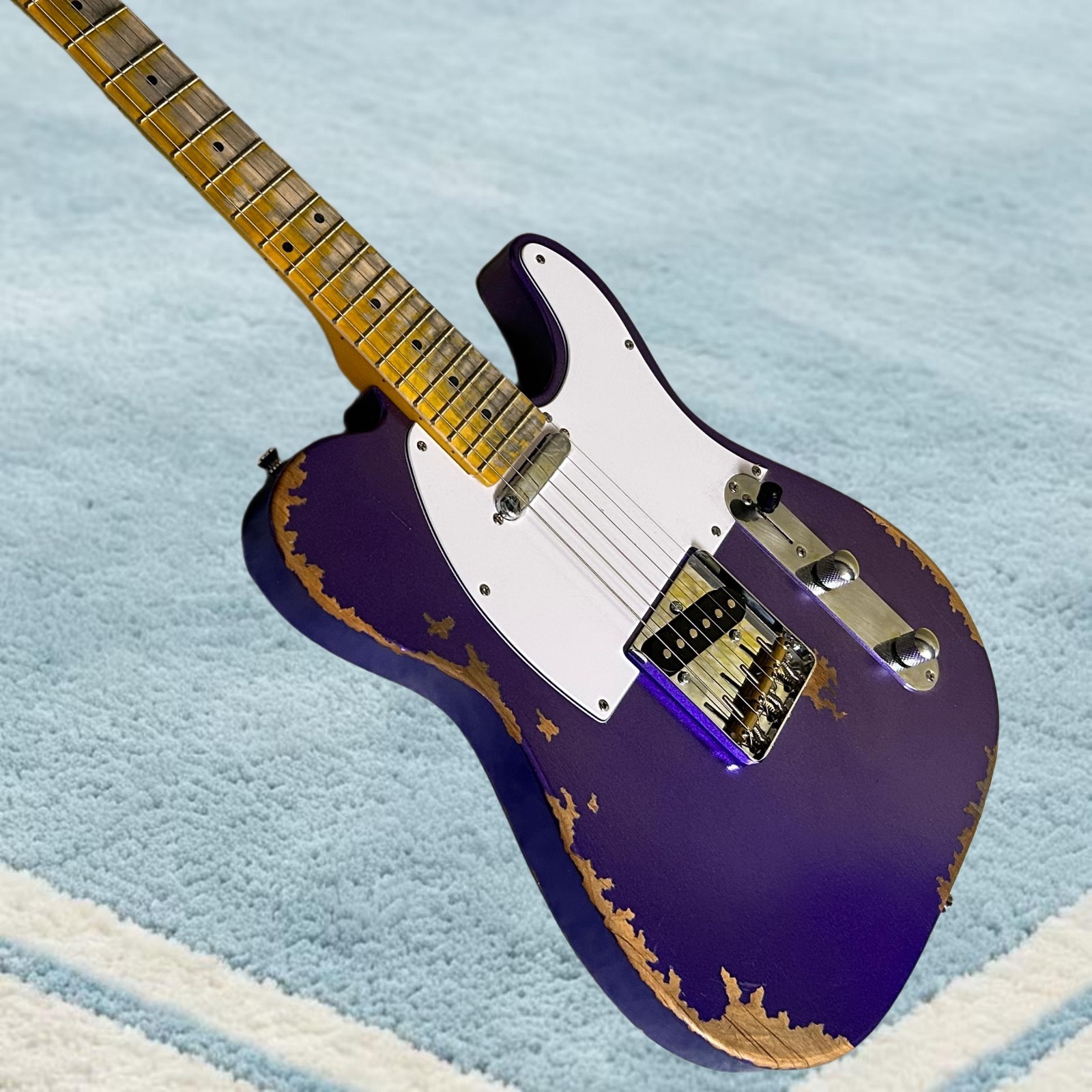 Aged Tele Electric Guitar Metallic Purple Color Maple Fretboard Alder Body