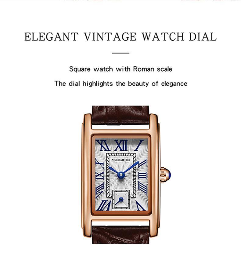 Sanda 1116 New Fashion 2023 Elegant Design Rectangle Dial Water Resistant Quartz